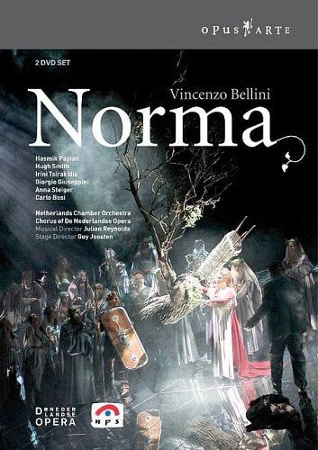 DVD case cover for "Norma" with opera scene and white title text.