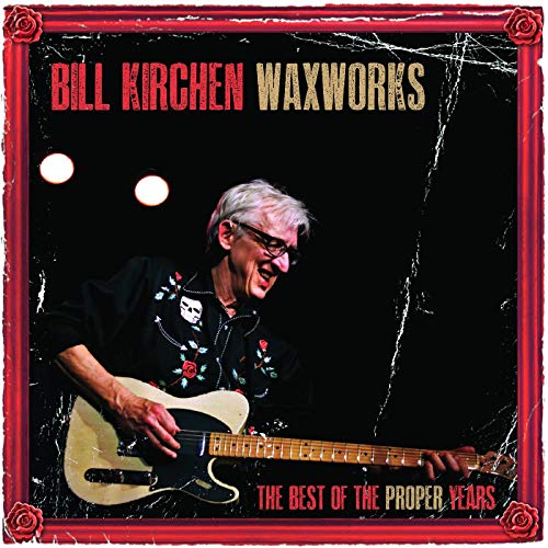Vinyl album cover featuring a man playing an electric guitar, with red border.