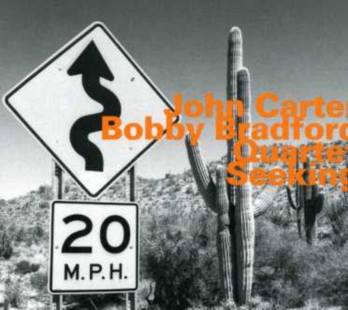 "Album cover with desert landscape, cacti, and road signs with orange text overlay."