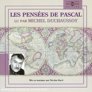 CD cover for "Les Pensées de Pascal" with a map background and portrait.
