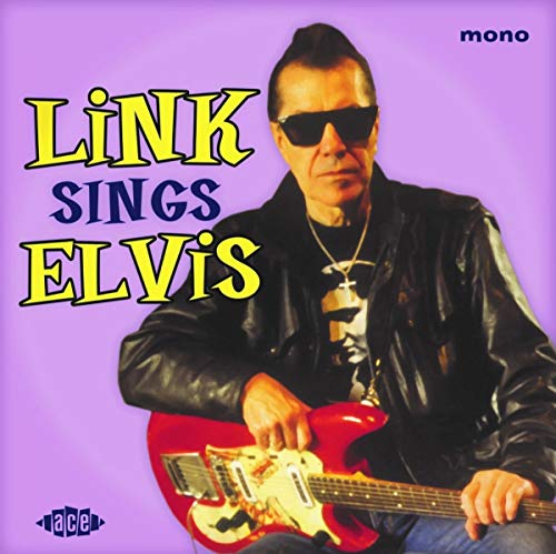 Link Wray with red guitar, album cover for “Link Sings Elvis.”