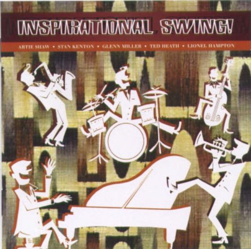 "Album cover with white musicians playing instruments on a brown and green background."