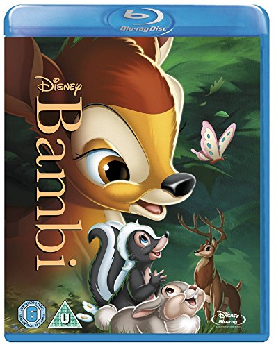 Bambi Blu-ray cover featuring a young deer with golden rays.