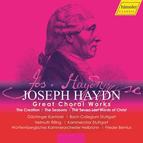 CD cover for Joseph Haydn’s “Great Choral Works” featuring a portrait.