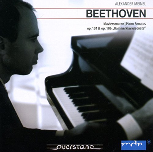 CD cover with a man playing a piano, Beethoven's name prominently displayed.