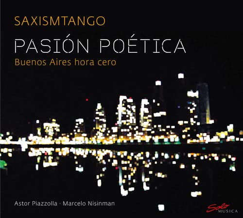 CD cover: "Saxismtango" with a blurred Buenos Aires skyline at night.