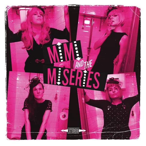 Pink album cover featuring four women in a tiled bathroom setting.