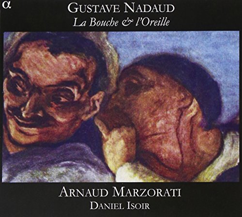 "CD cover featuring a painting of two men whispering to each other."