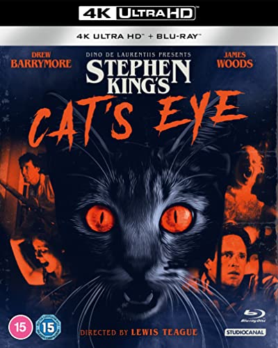 “Cat’s Eye” UHD Blu-ray cover with a black cat and distressed faces.