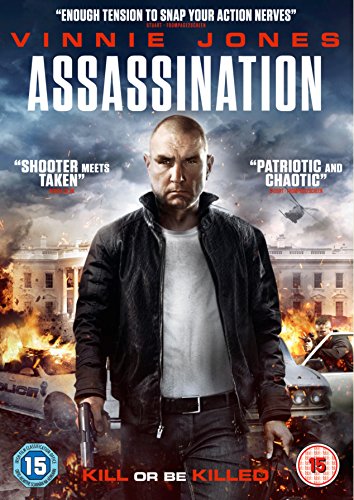 DVD cover for "Assassination" featuring Vinnie Jones holding a gun, explosions.