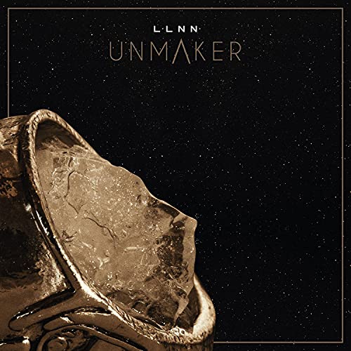 CD cover for Llnn’s “Unmaker” featuring a metallic, fragmented face.
