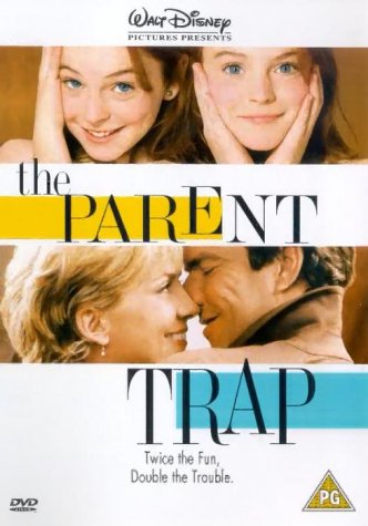 DVD cover for "The Parent Trap" featuring two young girls and a couple.