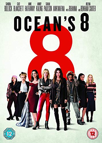 Ocean's 8" DVD cover featuring eight women in stylish attire.