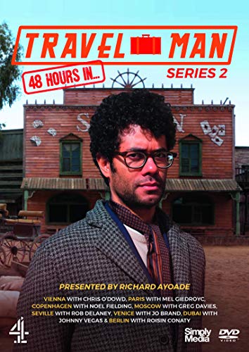 DVD cover for "Travel Man: 48 Hours In... Complete Series 2" featuring Richard Ayoade.