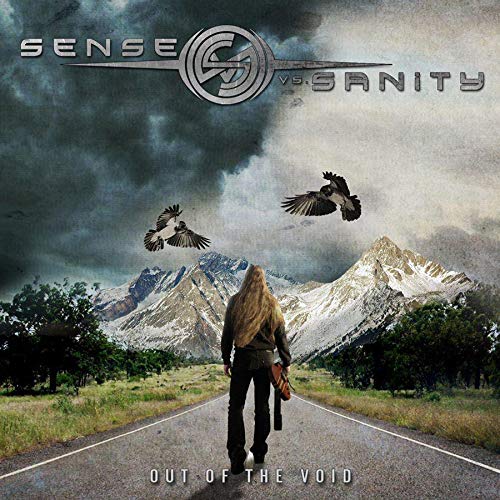 "Album cover with a man walking down a road, three birds flying above."