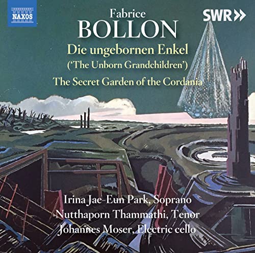 CD cover art: surreal landscape with a futuristic tower and performers’ names.