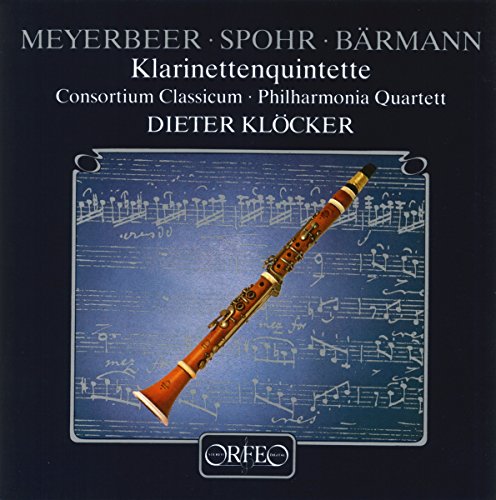 "CD cover featuring a brown clarinet on a blue sheet music background."