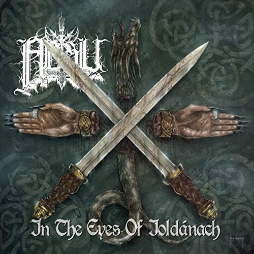 "Album cover art featuring crossed swords, hands, and a creature against a dark background."