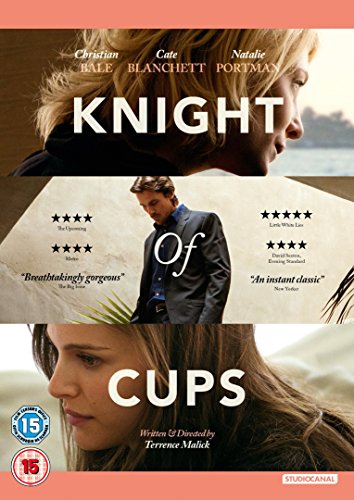 "Knight of Cups" DVD cover featuring close-ups of three main characters' faces.