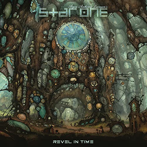 Album cover for Star One’s “Revel In Time” featuring clockwork imagery.