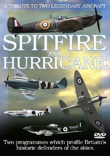 DVD cover featuring five planes with "Spitfire and Hurricane" title in white font.