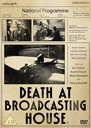 DVD cover for "Death At Broadcasting House" featuring a shadowy scene and actors.