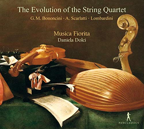 CD cover featuring a violin, viola, sheet music, and dark background.