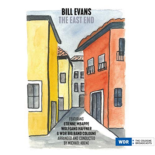 "Album cover featuring watercolor illustration of a narrow street with colorful buildings."