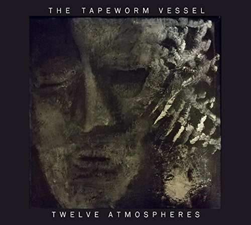 "CD album cover with a dark, textured face and hand on a black background."