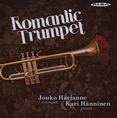 CD cover with a trumpet and red rose against a dark floral background.