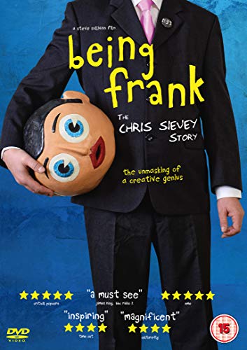 DVD cover for "Being Frank: The Chris Sievey Story" with a suited man holding a puppet head.