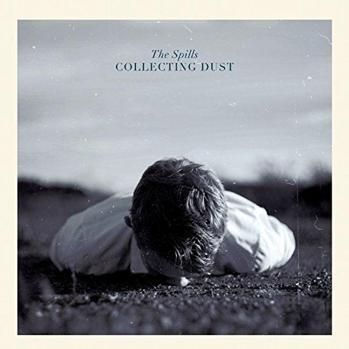 "Album cover with black and white image of man lying face down on ground."