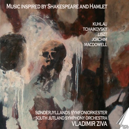 CD cover with abstract painting and white text listing composers and orchestra.