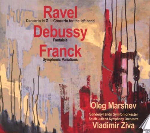 A classical music CD cover with abstract red, black, and beige background design.