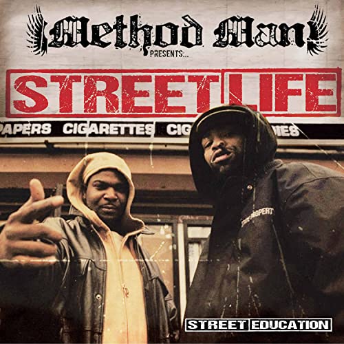 Album cover featuring Method Man and two men in hoodies, street background.
