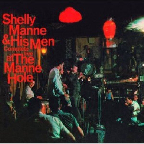 CD cover for Shelly Manne & His Men’s live album, dark jazz club scene.