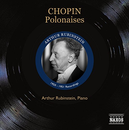Black vinyl record cover with gold text and a blue circular portrait of Arthur Rubinstein.