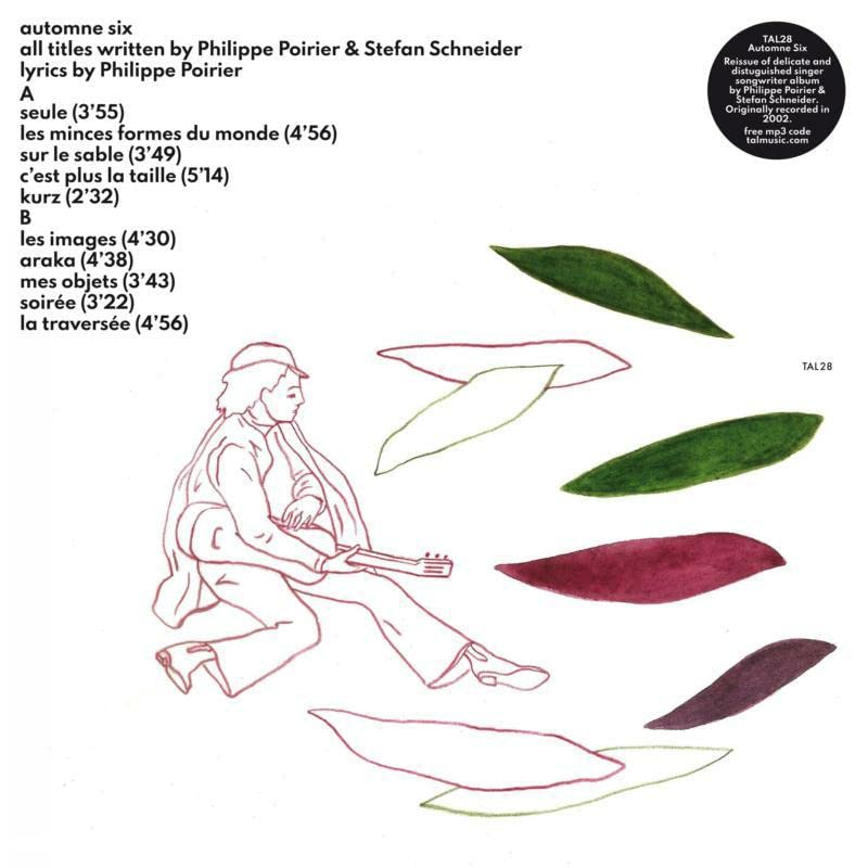 Vinyl record cover with abstract illustration of a person and autumn leaves.