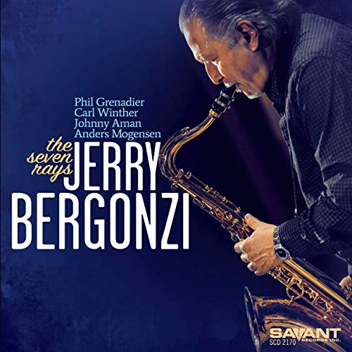 Jerry Bergonzi playing saxophone on album cover with dark blue background and white text.