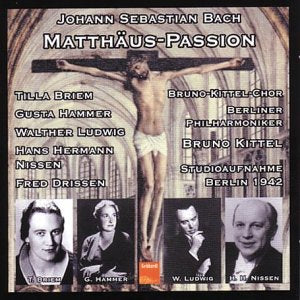CD cover for Bach’s St Matthew Passion featuring a crucifixion image.