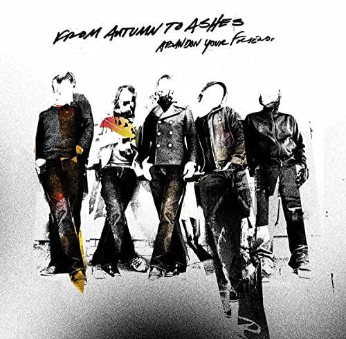 Black and white album cover featuring a band with distorted figures.