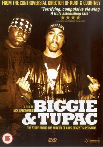 DVD cover featuring portraits of rappers Biggie Smalls and Tupac Shakur.