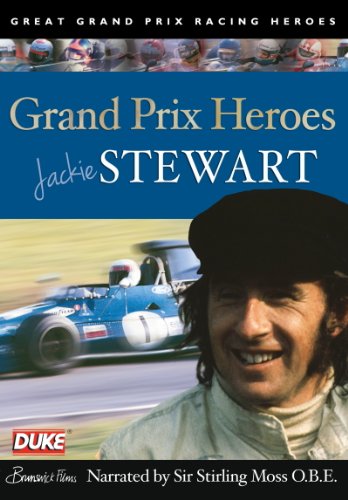 DVD cover featuring racing driver Jackie Stewart and a blue race car.