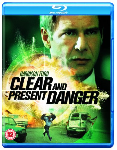 Clear And Present Danger" Blu-ray case featuring Harrison Ford and action scenes.