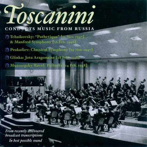CD cover: Arturo Toscanini conducting an orchestra in a hall.