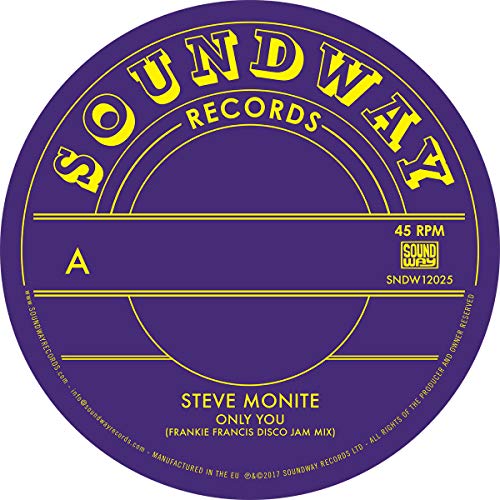 Purple vinyl record label with yellow text: "SOUNDWAY RECORDS" and "Steve Monite.