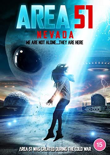 DVD cover for "Area 51 Nevada" featuring a person and UFOs.