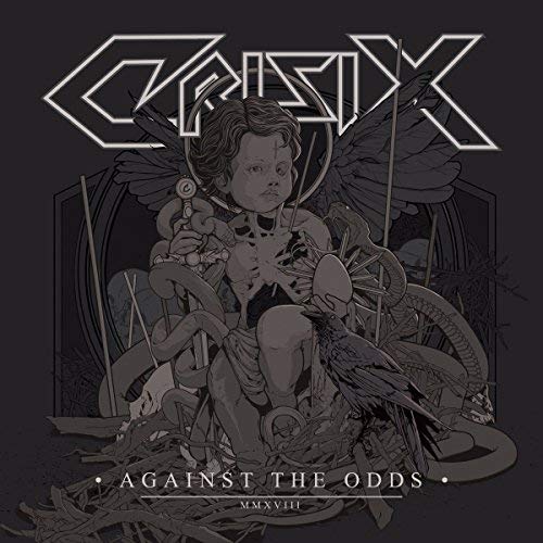 Crisix album cover: cherubic figure with wings, snakes, and a raven.