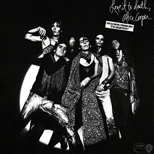 Black and white album cover featuring a group of people in dark clothing.
