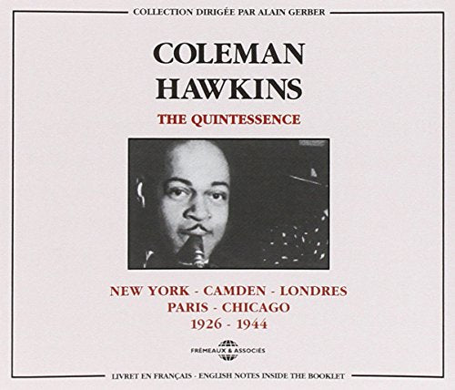 CD cover featuring Coleman Hawkins portrait with saxophone, text details.